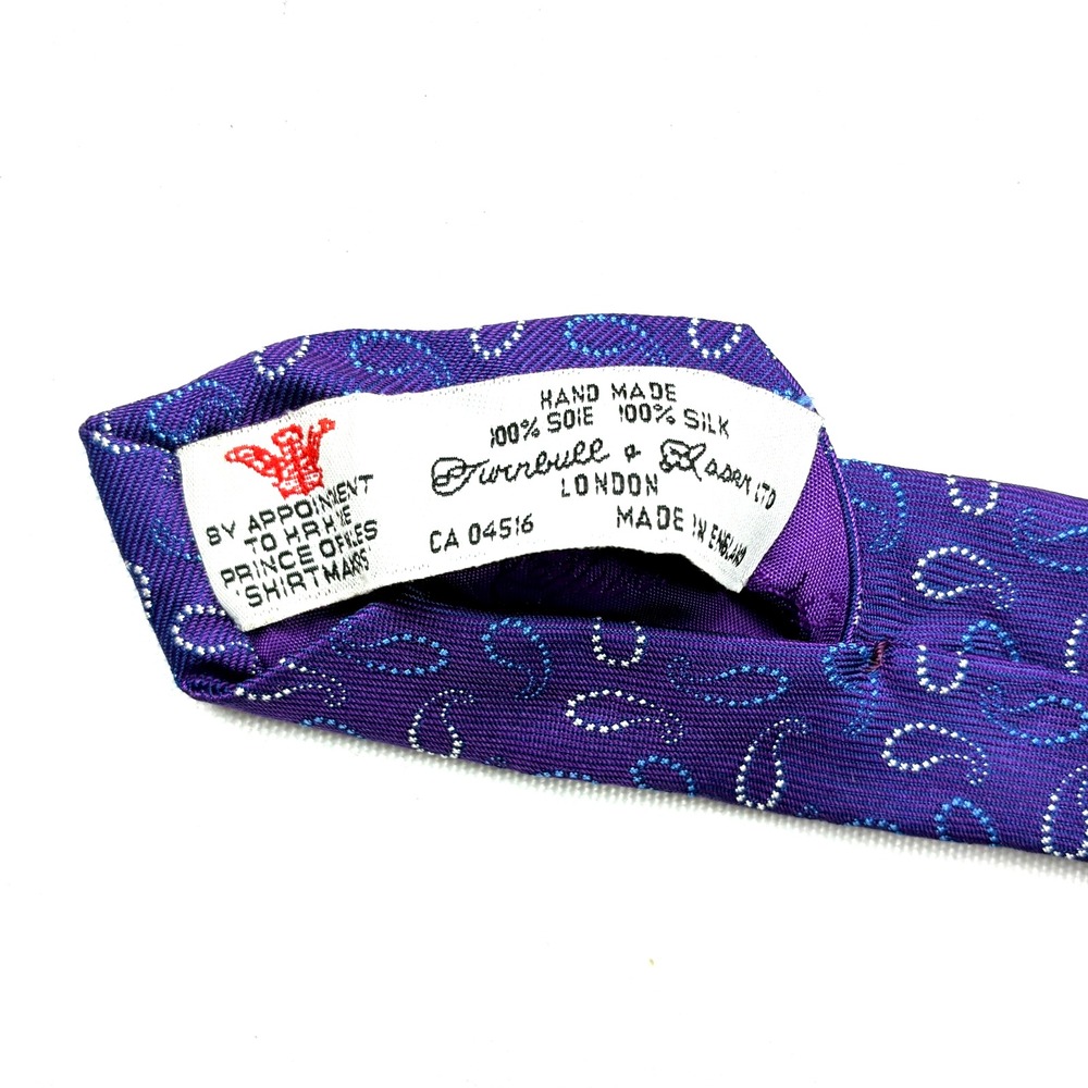 Turnbull & Asser Silk Tie Violet Paisley Pattern Trad Luxury Designer England UK - Picture 6 of 9